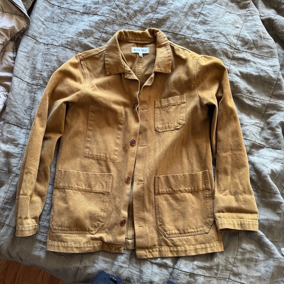 Alex Mill Britt Work Jacket in upcycled denim in golden khaki - Picture 3 of 5